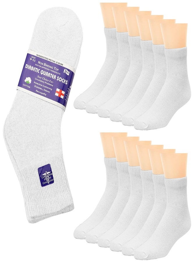 Falari 12-Pack Diabetic Socks Quarter Ankle Physicians Approved Socks Mens Womens Non-Binding Loose Fit Socks (13-15, White) - Image 1